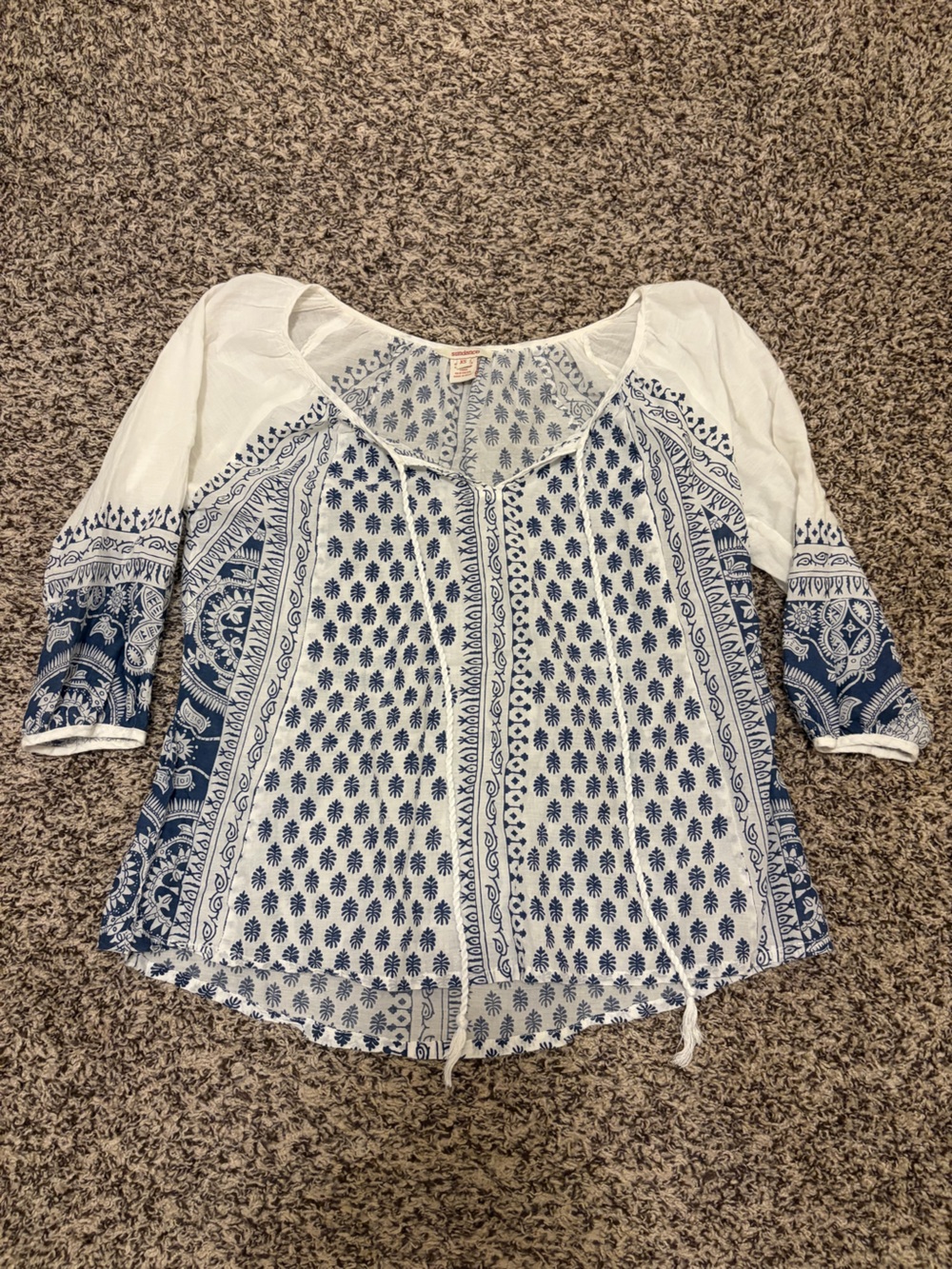 Sundance White Tunic with Blue Paisley & Floral Print